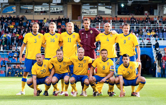 Lagbild, startelva, Bak fr.v. Olof Mellberg, Pontus
