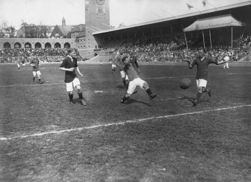 Sten Söderberg skjuter mål vid matchen