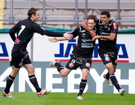 Victor Sköld, Trollhättan, gör 0-1. Jubel