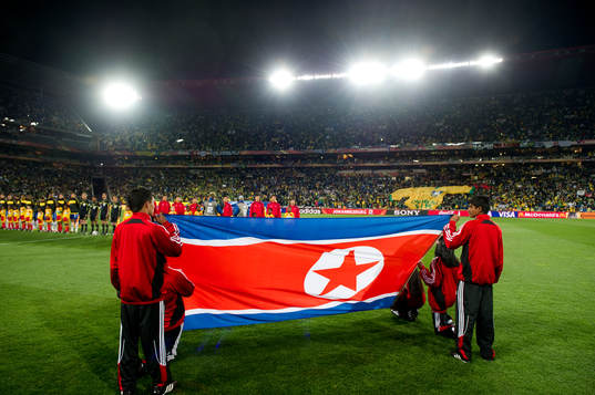 Nordkoreas flagga på Ellis Park