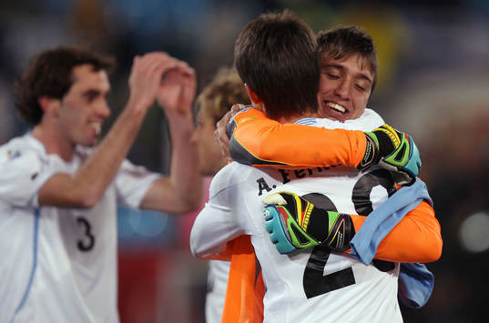 Fernando Muslera, målvakt, Uruguay, glädje, jubel
