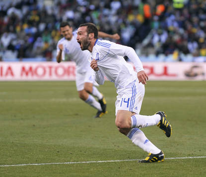 Dimitrios Salpingidis, Grekland, glädje, jubel över 1-1