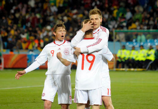 Nicklas Bendtner, Jon Dahl Tomasson och Dennis Rommedahl,