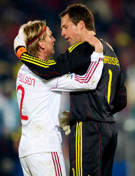 Christian Poulsen, Thomas Sörensen, målvakt, Danmark jubel