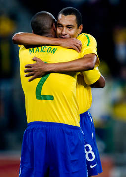 Maicon, Gilberto Silva, Brasilien, jubel