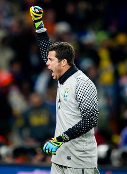 Júlio César, målvakt, Brasilien, jubel