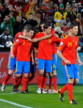 David Villa, Spanien 1-0, jubel