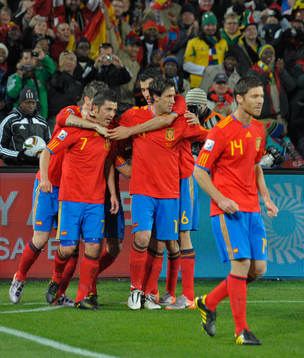 David Villa, Spanien 1-0 (jubel)