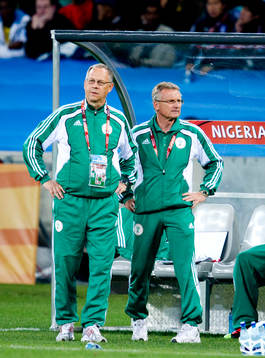 Lars Lagerbäck, förbundskapten och Roland Andersson
