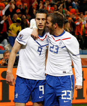 Robin Van Persie och Rafael van der Vaart, Holland, jubel