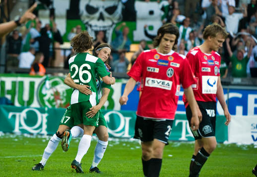 Simon Helg och Linus Hallenius, Hammarby, jubel