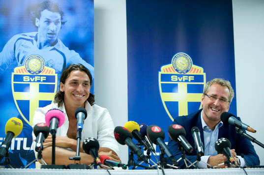 Zlatan Ibrahimovic och Erik Hamrén, förbundskapten