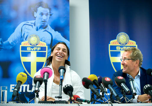 Zlatan Ibrahimovic och Erik Hamrén, förbundskapten