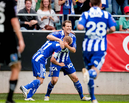 Tobias Hysén, Göteborg, gör 1-0. Jubel