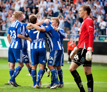 Ragnar Sigurdsson, Göteborg, gör 3-0, Jubel. Robin
