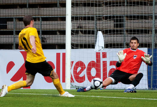 James Keene, Elfsborg, gör 5-0, Marko Jovanovski, målvakt