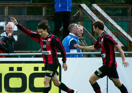Babis Stefanidis och Olof Guterstam, glädje, jubel