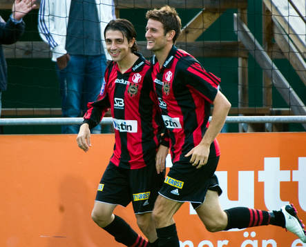 Babis Stefanidis och Olof Guterstam, glädje, jubel