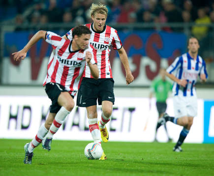 Ola Toivonen och Marcus Berg, Eindhoven, samarbetar