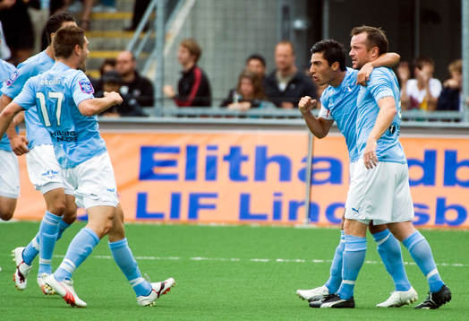 Jiloan Hamad och Ulrich Vinzents. Malmö jubel