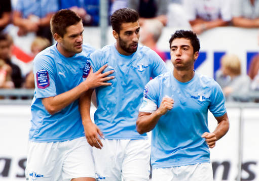 Ivo Pekalski, Jimmy Durmaz och Jiloan Hamad, Malmö jubel