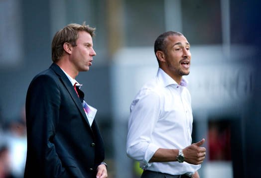 Hans Eklund och Henrik Larsson, tränare, Landskrona