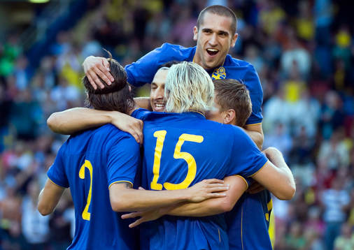 Zlatan Ibrahimovic och Emir Bajrami, Sverige  (Jubel)