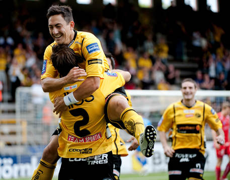 Mathias Florén, Elfsborg, gör 1-0. Jubel Stefan Ishizaki,