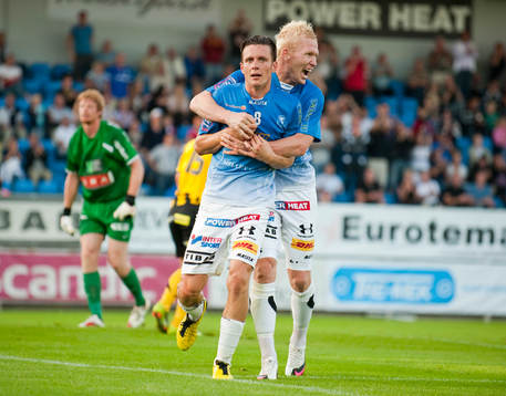 Kristian Haynes och Magnus Andersson, Trelleborg jubel.
