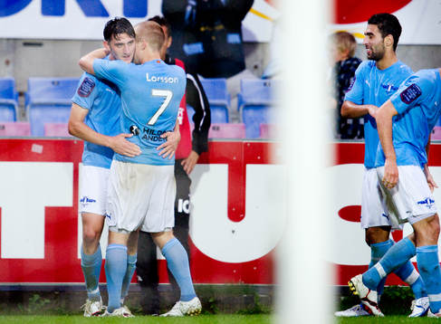 Agon Mehmeti, Daniel Larsson, Malmö FF, jubel