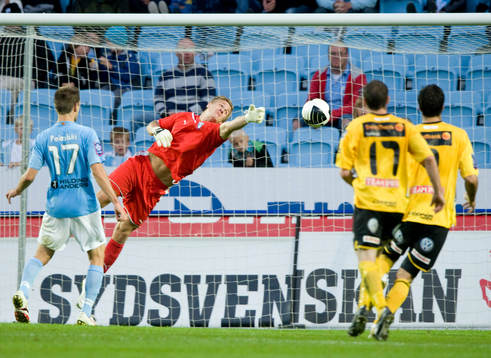 Johan Dahlin, målvakt, Malmö, jätteräddning