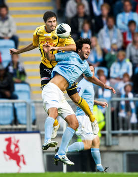 Denni Avdic, Elfsborg och Yago Fernandez, Malmö, nick,