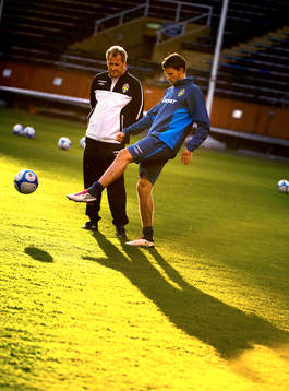 Erik Hamrén, förbundskapten och Marcus Berg