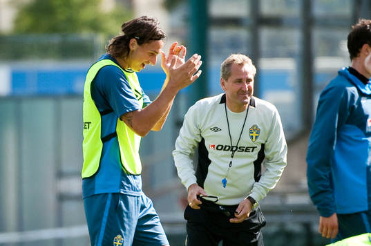 Zlatan Ibrahimovic och Erik Hamrén, förbundskapten