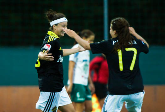 Tifany Weimer, och Hanna Folkesson, AIK, jubel