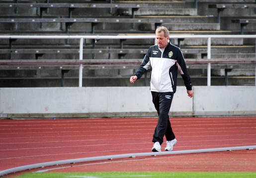 Erik Hamrén, förbundskapten kom till Stadion 40 min innan