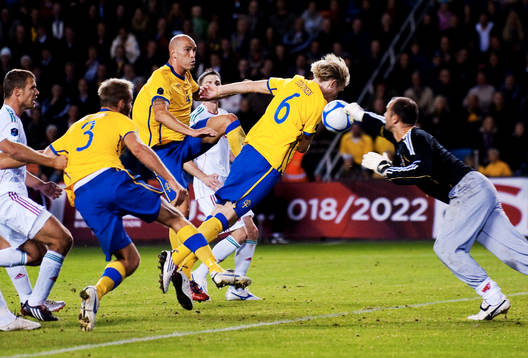 Olof Mellberg, Daniel Majstorovic och Ola Toivonen,
