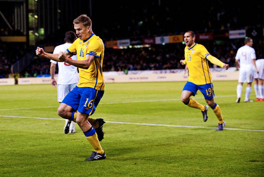 Pontus Wernbloom och Emir Bajrami, Sverige, jubel