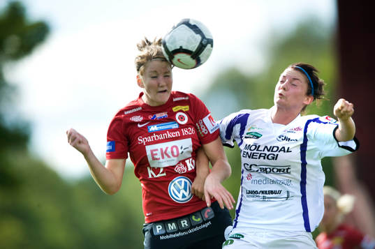 Mia Carlsson, Kristianstad och Malin Fors, Jitex, nickduell