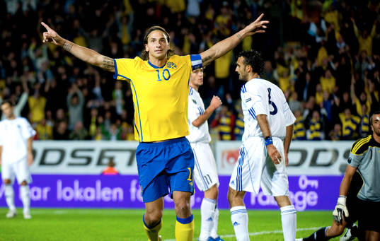 Zlatan Ibrahimovic, Sverige. jubel vid 1-0