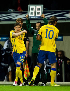 Marcus Berg och Zlatan Ibrahimovic, byte