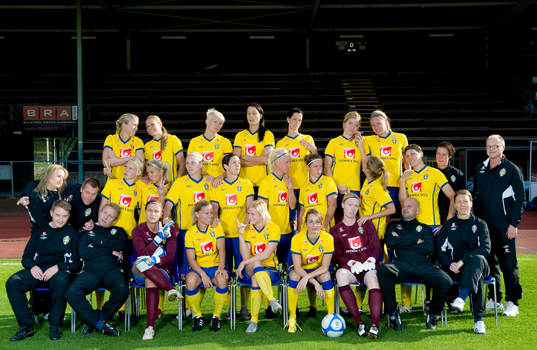 Fotboll, landslag, dam, Sverige, lagbild