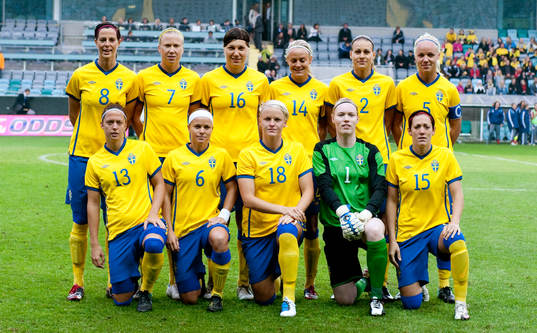 Bakre raden frv, Lotta Schelin, Sara Larsson, Linda
