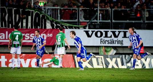 Tobias Hysén, Göteborg, gör 2-1, jubel