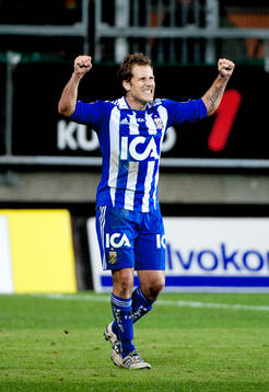 Tobias Hysén, Göteborg, gör 2-1. Jubel