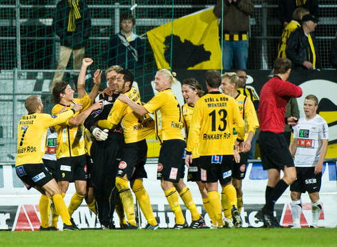 Mattias Asper, målvakt, jubel, Mjällby