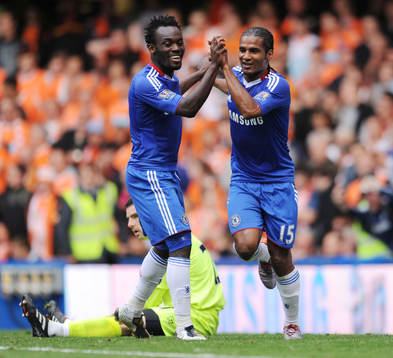 Michael Essien och Florent Malouda, glädje, jubel