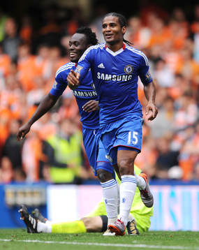 Michael Essien och Florent Malouda, glädje, jubel