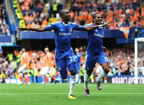 Salomon Kalou och Florent Malouda, glädje, jubel