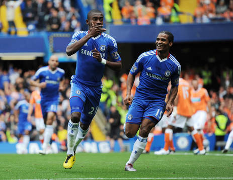 Salomon Kalou och Florent Malouda, glädje, jubel